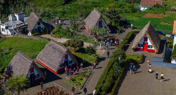 Madeira Santana Typical Old Houses aerial view.