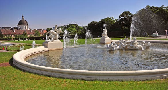 Photo of fountain of Belvedere Palace in Vienna, Austria.