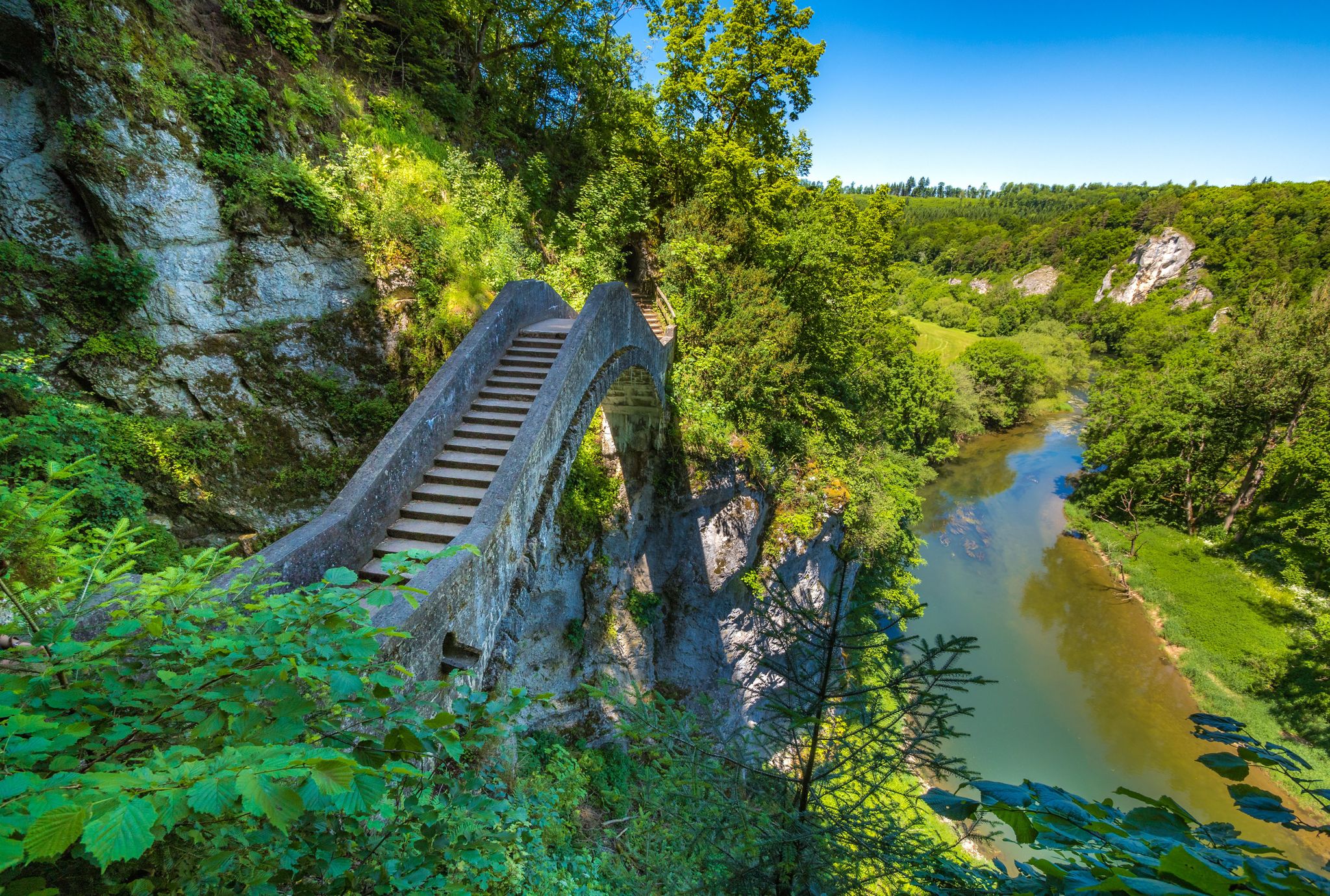 Photo of devil's bridge near Inzigkofen Princely Park, Upper Danube Nature Park, Sigmaringe,Germany.