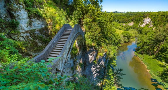 Photo of devil's bridge near Inzigkofen Princely Park, Upper Danube Nature Park, Sigmaringe,Germany.