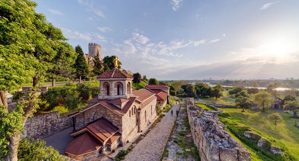 Photo of Belgrade fortress and Kalemegdan park.