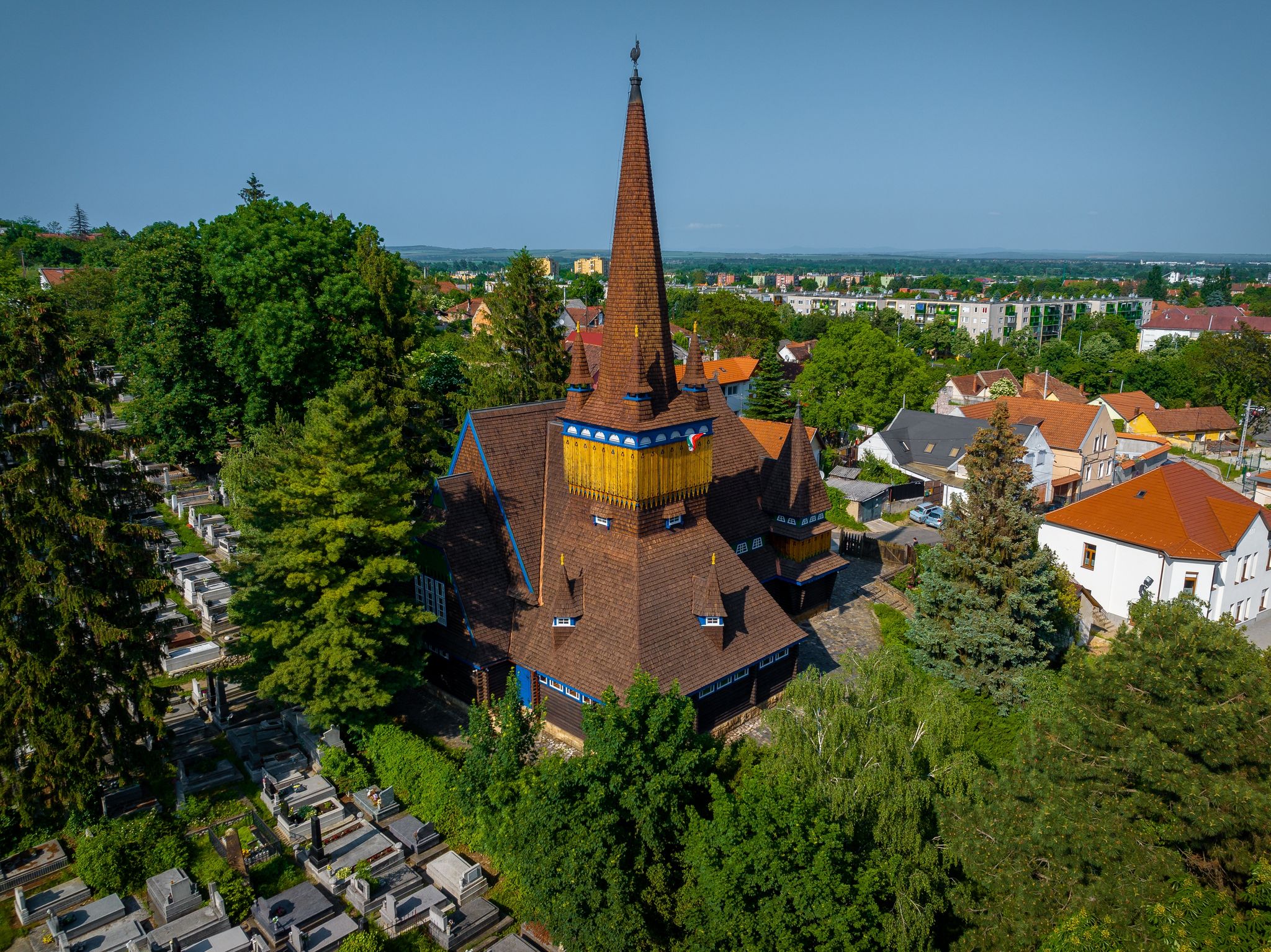 photo of view The wooden church of Miskolc city is a unique worship place. The temple built only of wood., Miskolc, Hungary.