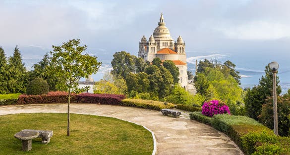 Europe, Portugal, Viana do Castelo. Sanctuary of the Sacred Heart on the Monte de Luzia, Mount of Saint Lucy.