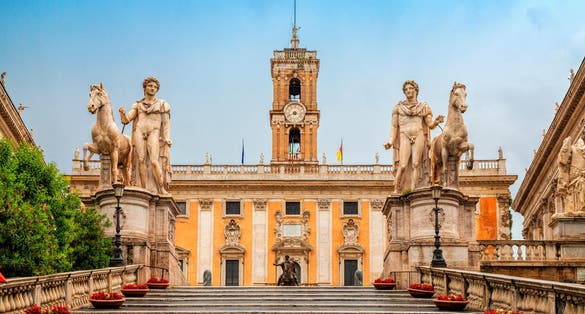 photo of view of Capitoline Hill (Campidoglio) is one of the Seven Hills of Rome, Italy. Rome architecture and landmark. Capitolium is one of the attractions of Rome, Italy.