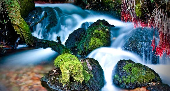Photo of Waterfall in the area of Vevčani Springs, North Macedonia.