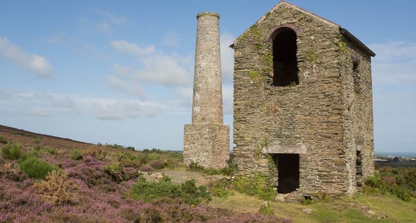 The old pumping house at the open cast copper mine on Mynydd Parys Mountain in Anglesey North Wales.