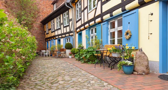 Stralsund. Historic architecture of the Port city located on the island of Rugen in Germany