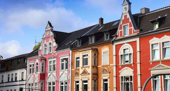Photo of town residential street view, Gelsenkirchen city, Germany. 