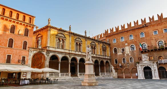 PHOTO OF View of Piazza dei Signori in Verona, Italy. Verona is a popular tourist destination of Europe.
