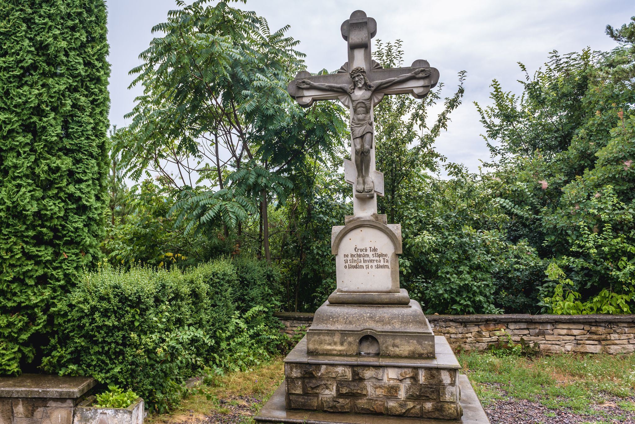 Photo of Cross next to so called Candle Monument in Soroca town, Moldova.