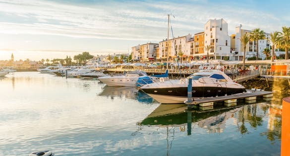 Photo of beautiful marina in touristic and rich Vilamoura, Quarteira, Algarve, Portugal.