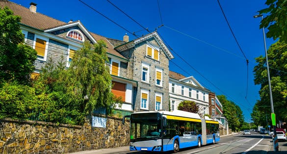 Electric bus or trolleybus in Solingen - North Rhine-Westphalia, Germany