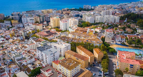 Marbella,Spain,Costa del sol.Aerial photo from drone to the city of Marbella.