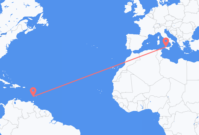 Saint Vincent to Palermo