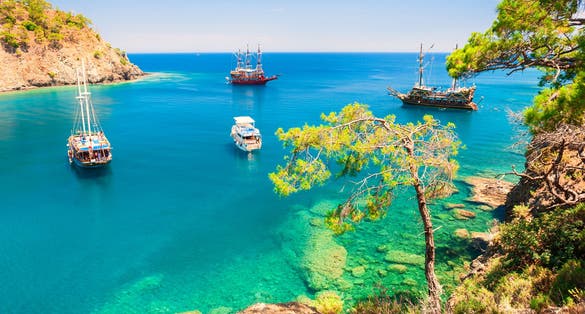 Photo of beautiful sea coast "Paradise bay" near Kemer, Turkey.