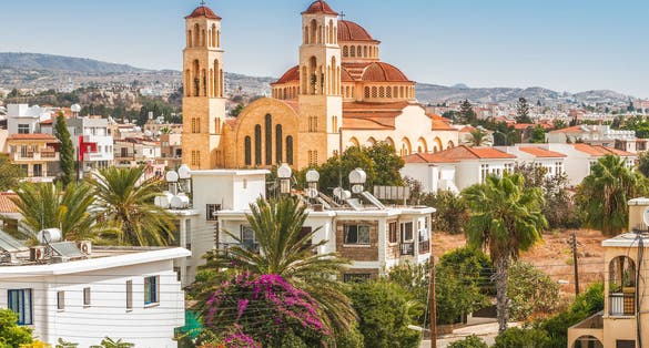 Photo of view of the town of Paphos in Cyprus.