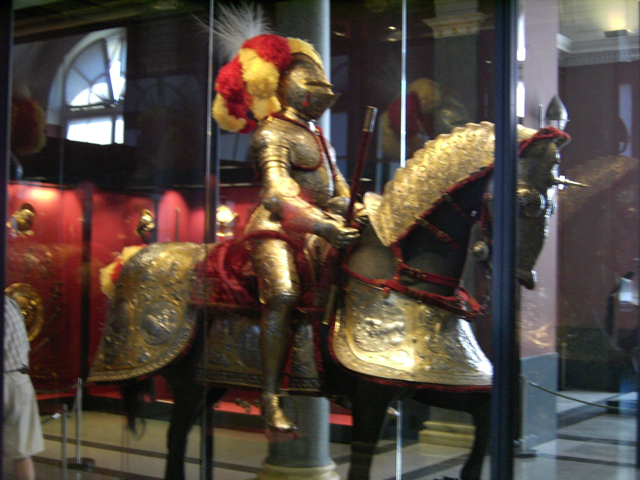 Dresdner Zwinger, 16th or 17th century armour and weapons. This is an ornate knight and horse armour.