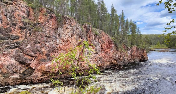 Kiutaköngäs rapids in the most beautiful Oulanka National Park, Finland on a sunny summer day