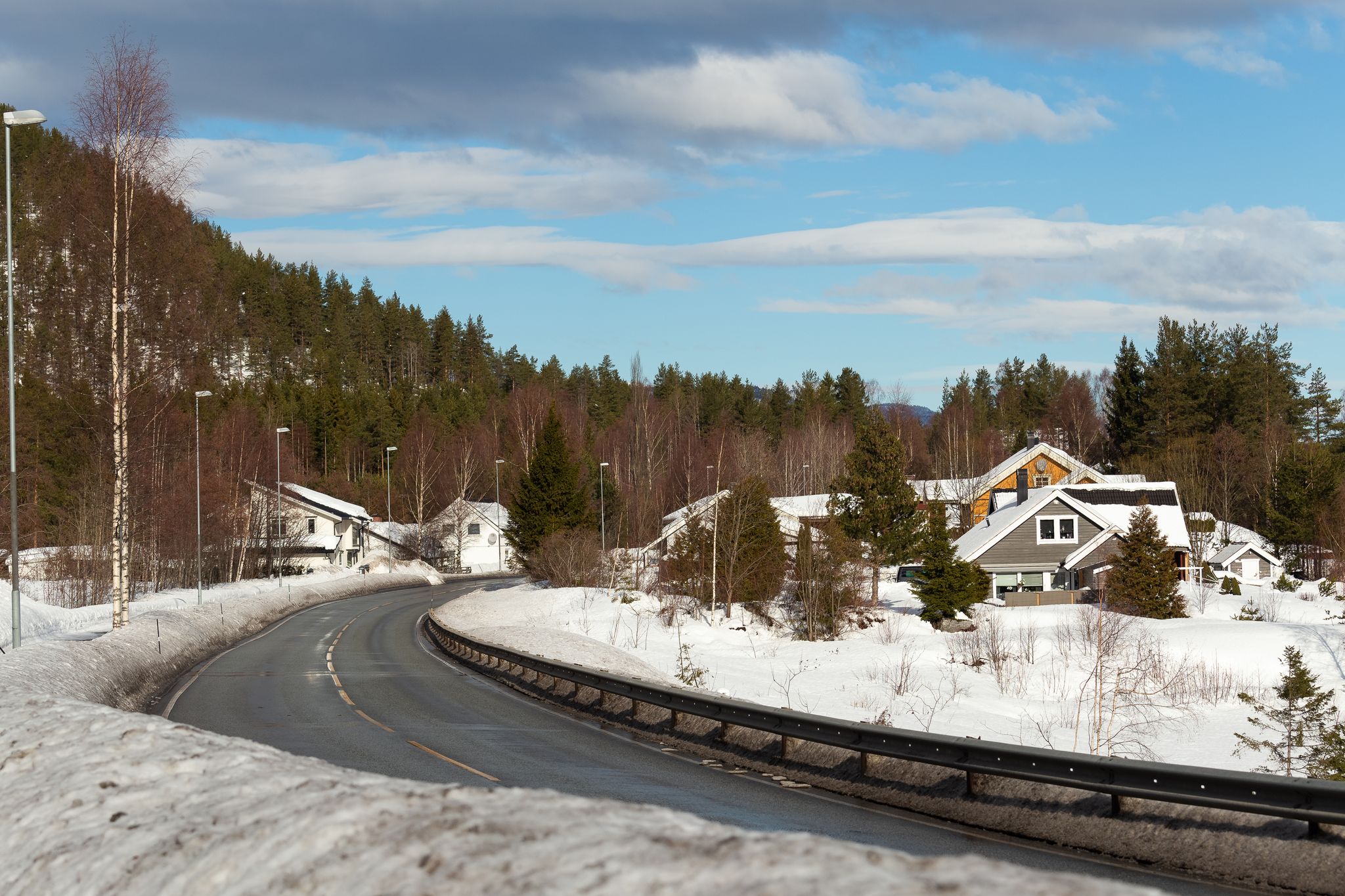 Photo of abstract landscape in the mountains, with reflection of the forest in the river at Kongsberg, Norway.