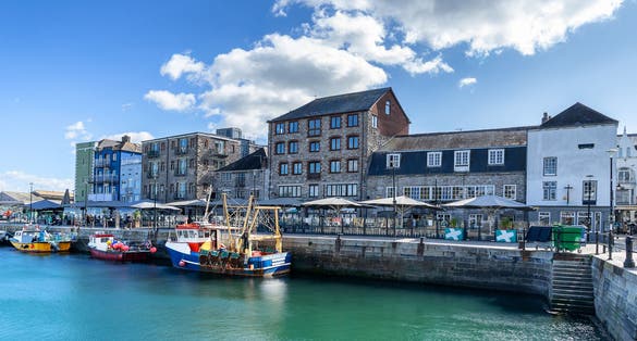 photo of view of Barbican Marina in Plymouth Devon in England.
