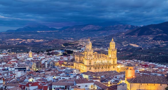 Cityscape of Jaen in the evening, Andalusia, Spain