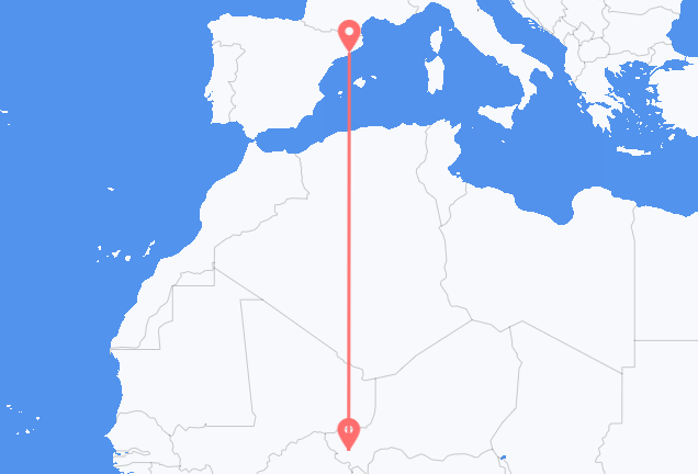 Niamey to Barcelona