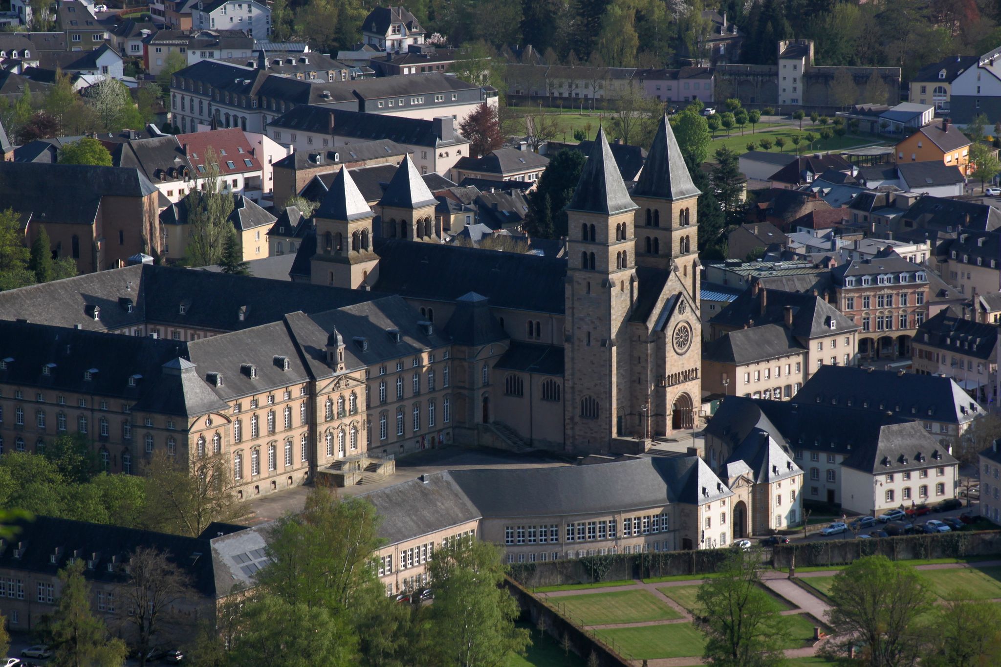 photo of aerial view of benedictine abbey of echternach, Luxembourg.