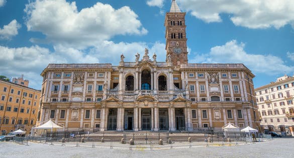 PHOTO OFThe marvelous facade of the Basilica of Santa Maria Maggiore in Rome, Italy.