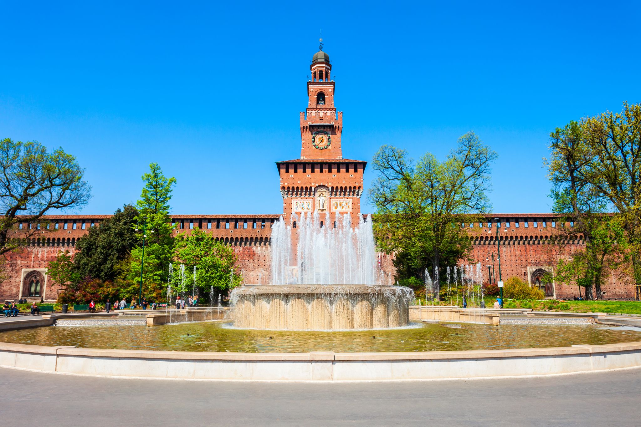 photo of Sforza Castle or Castello Sforzesco is located in Milan city in northern Italy.