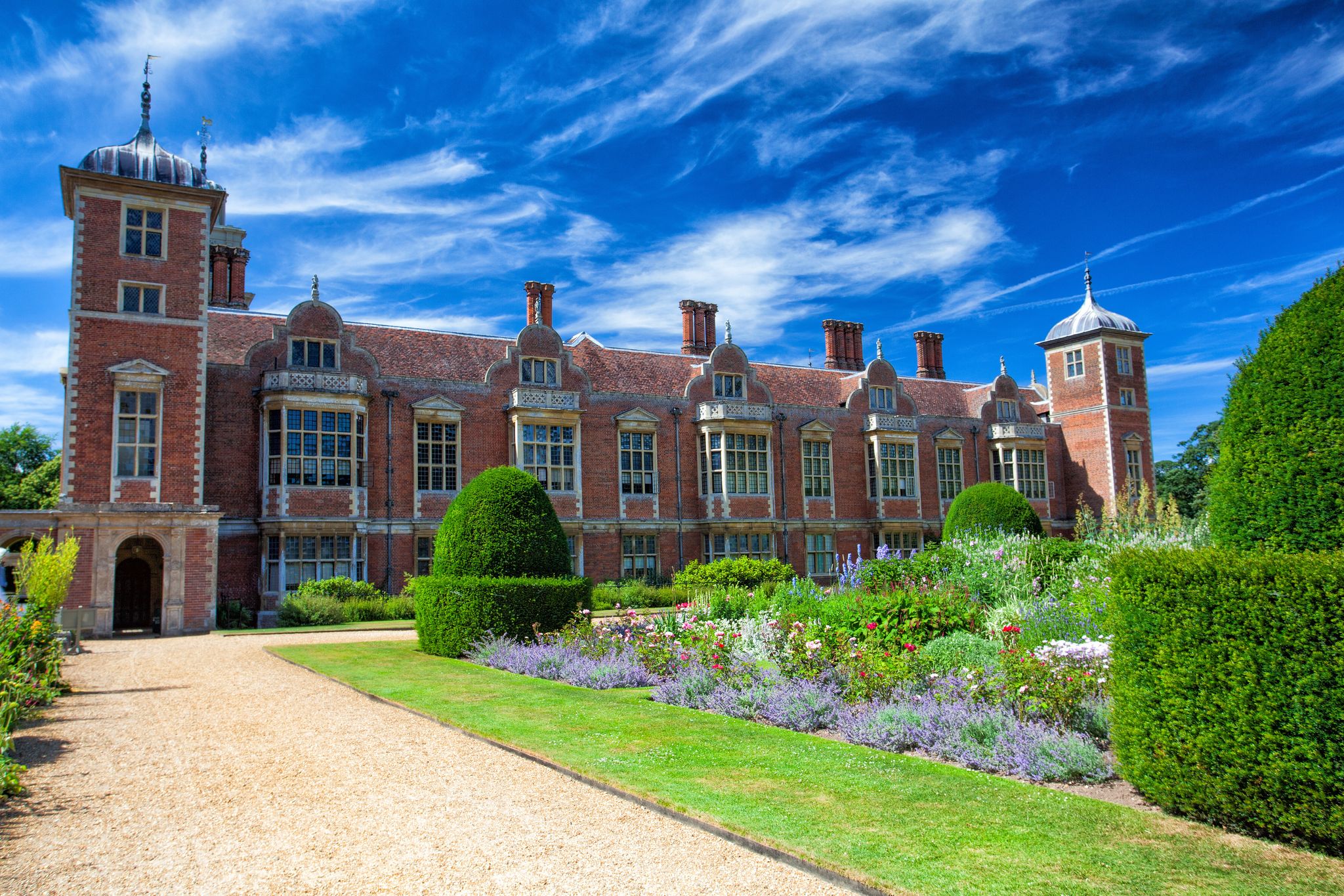Photo of the present Blickling Hall was built in the 17th century on the site of an earlier dwelling where Anne Boleyn, (mother of Elizabeth the first) was born, UK.
