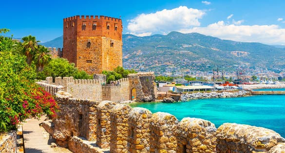 Photo of the harbor of Antalya on a beautiful summer day, Turkey.