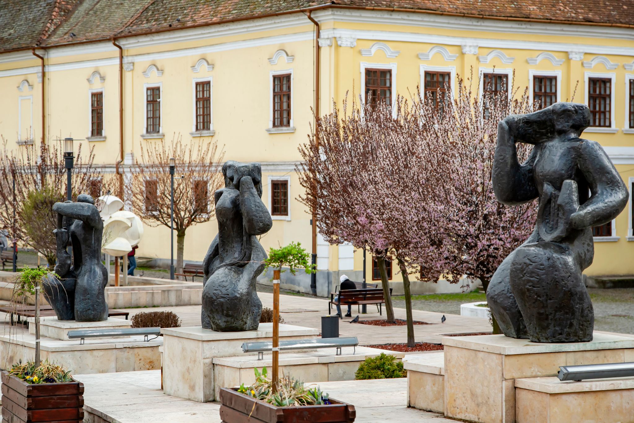 Photo of the Small Square piata mica, the second fortified square in the medieval Upper town of Sibiu city, Romania.