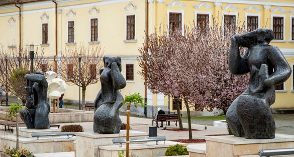 Statues in the theater square in Targu-Mures.