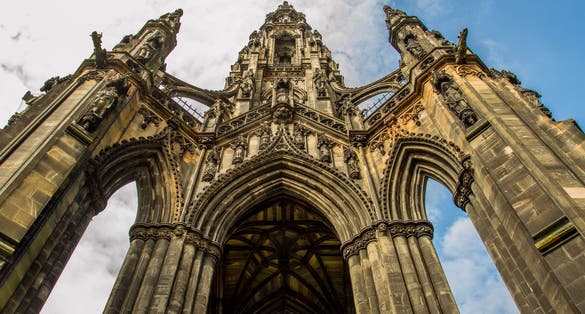 Photo of Scott Monument in sunny Edinburgh, Scotland.