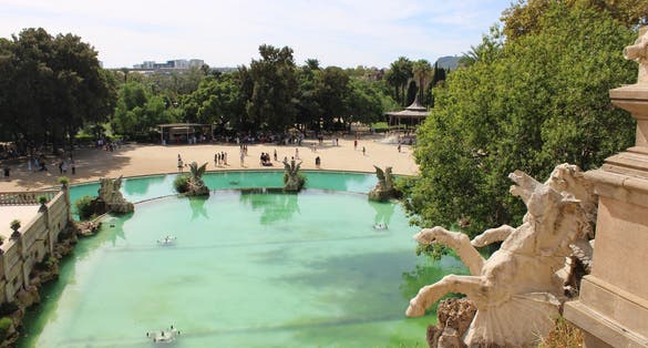 Photo of 19th century Cascada Monumental fountain in Ciutadella Park of Barcelona in the Catalonia Region.