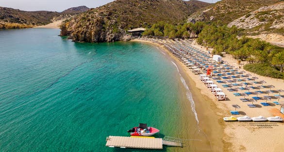 photo of view of Aerial view of the famous Vai Palm Beach, Crete, Greece.