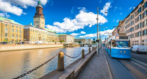 City of Gothenburg street architecture view, Vastra Gotaland County of Sweden.