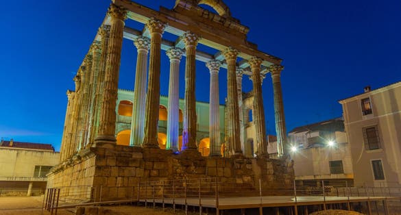 photo of  view of Sunset view of Temple of Diana in Merida, Spain.