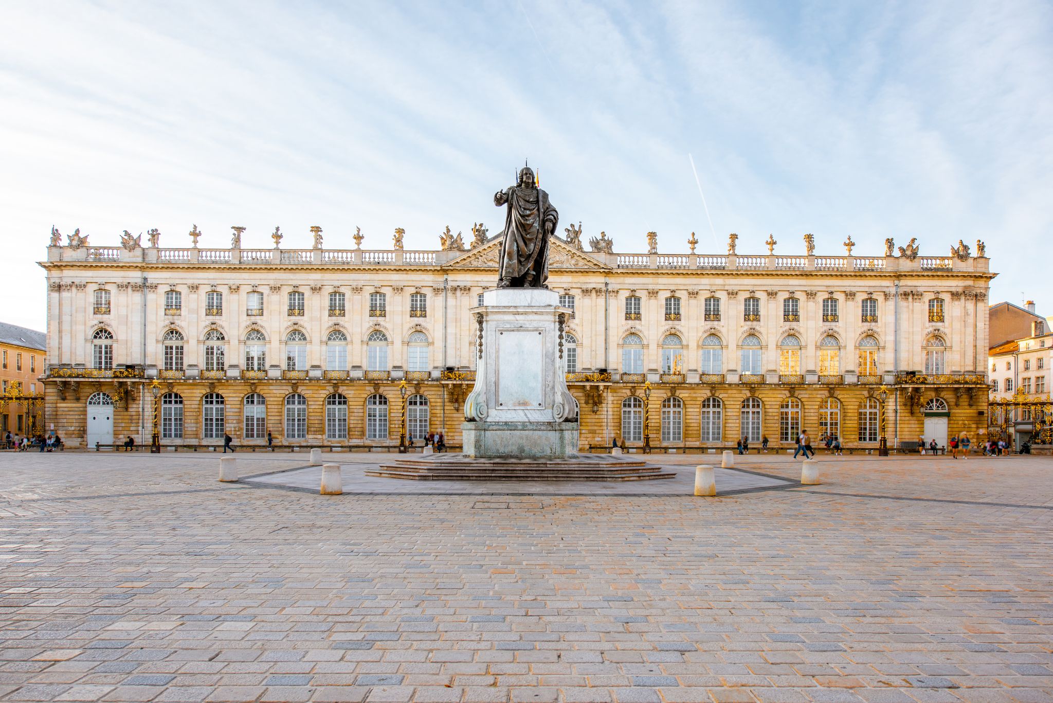 Photo of morning view on the huge Stanislas square with monument in the old town of Nancy city, France.