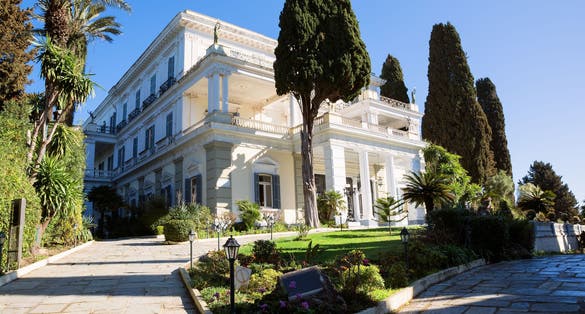 photo of view of Achilleion palace in Corfu Island, Greece.