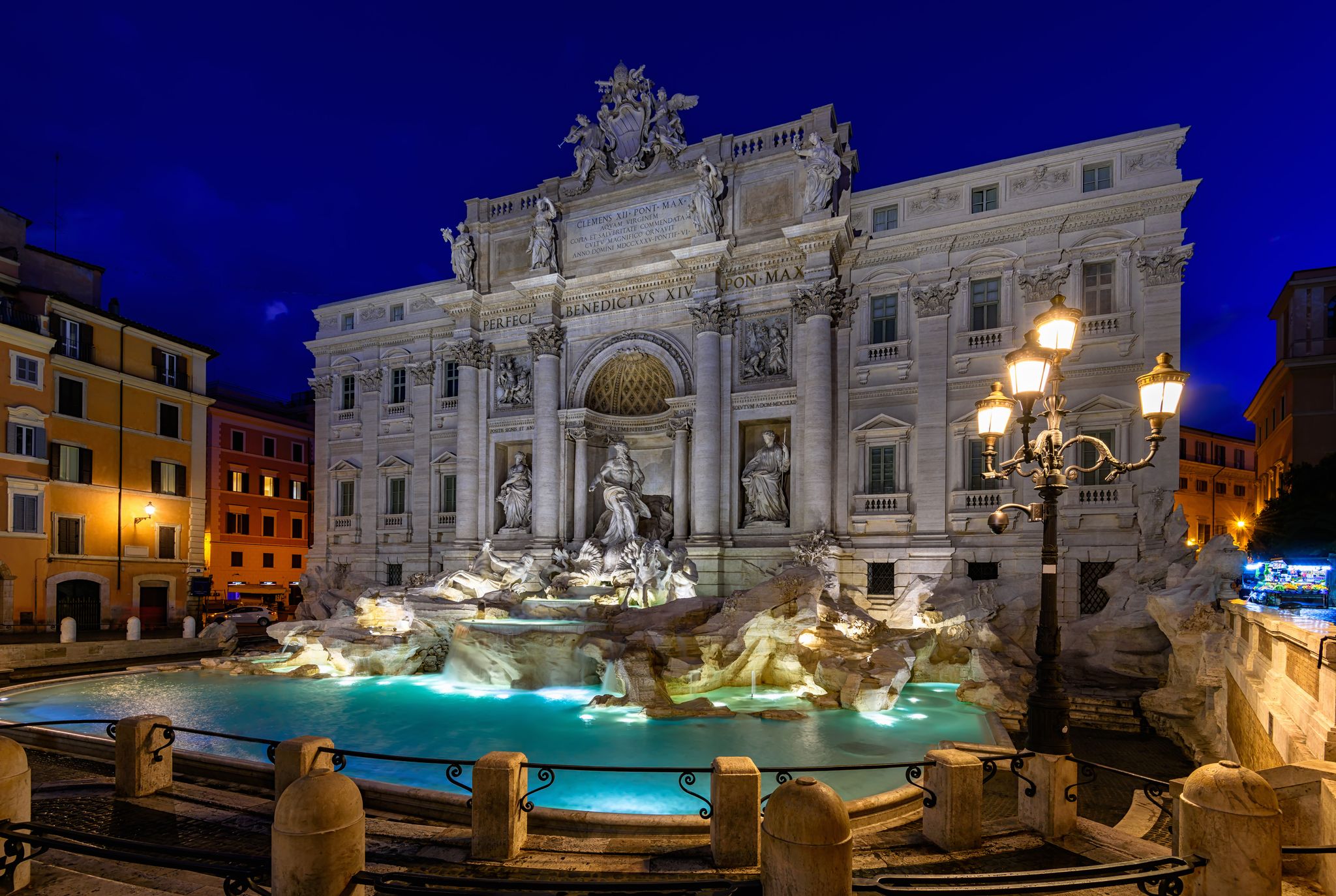 photo of Night view of Rome Trevi Fountain (Fontana di Trevi) in Rome, Italy. Trevi is most famous fountain of Rome. Architecture and landmark of Rome, Rome postcard .