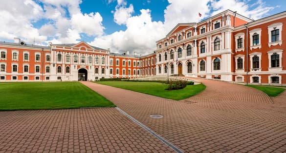 Jelgava Palace is the largest Baroque-style palace in the Baltic states, Nowadays Latvia University of Agriculture. Photo taken from court side.