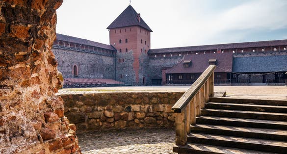 Photo of Lida Castle in Belarus, built in the 14th century on the instructions of Prince Gedimin.