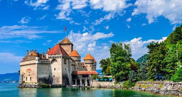 MONTREUX, SWITZERLAND  - Castle Chillon one of the most visited castle in Switzerland attracts more than 300,000 visitors every year.