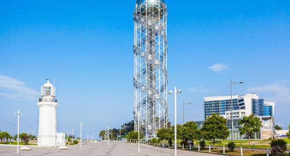 Photo of Alphabetic Tower and lighthouse in Batumi, Georgia.