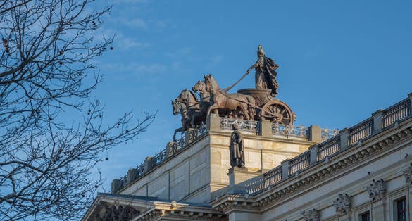 Photo of Quadriga Sculpture on top of Brunswick Palace - Braunschweig, Lower Saxony, Germany.