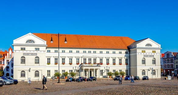 Market and Town hall in Wismar, Germany