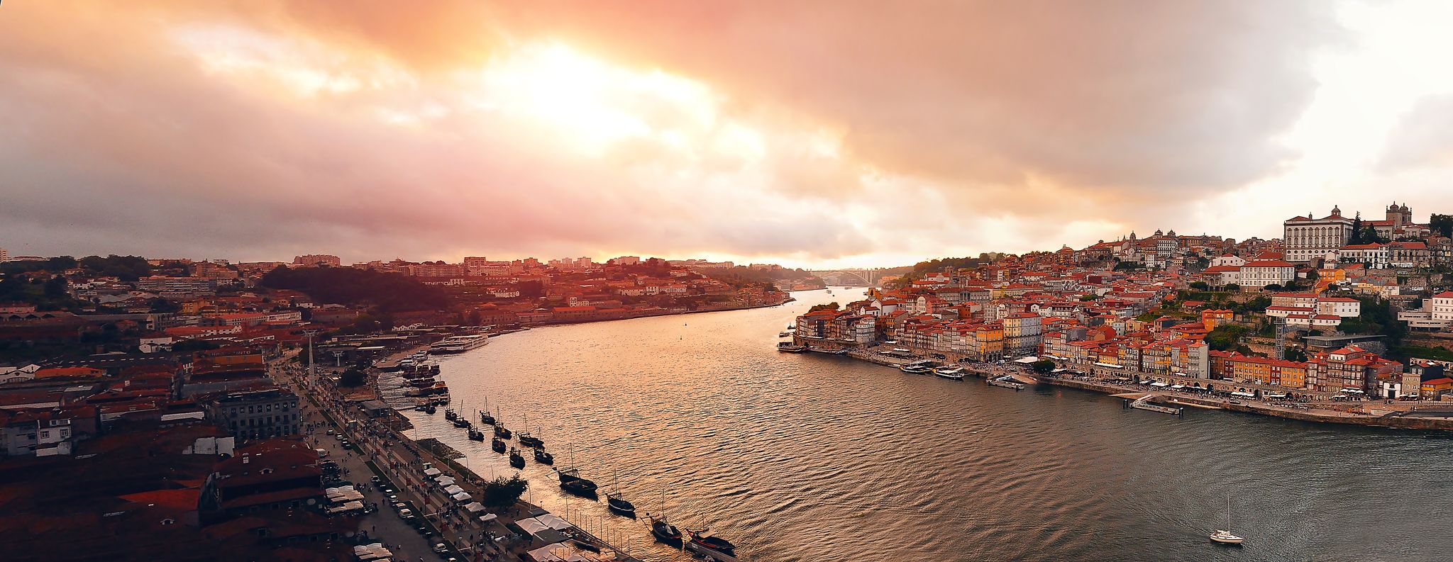 Beautiful sunset in Porto, Portugal.