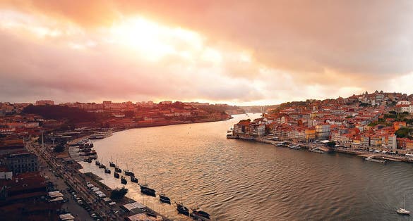 Beautiful sunset in Porto, Portugal.