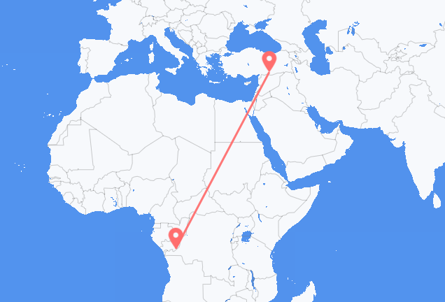 Vluchten van Kinshasa naar Sanliurfa